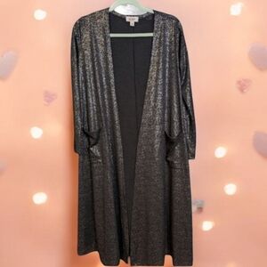 EUC LuLaRoe Sparkling Open Front Sara Duster Cardigan Size Small